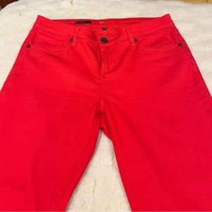 KUT from the Kloth bright red skinny ankle jeans